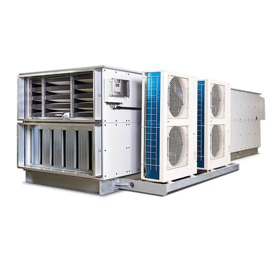 Monoblock‑RLT‑Gerät der HygCond‑Baureihe mit integrierter Kälte‑ und MSR‑Technik für kompakte Lüftungs‑ und Klimatisierungslösungen